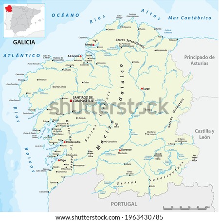 vector map of the Spanish autonomous communities of galicia
