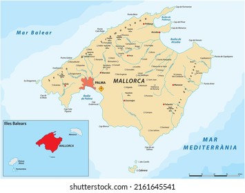 Vektorkarte der spanischen Mittelmeerinsel Mallorca