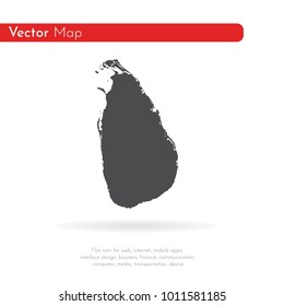 Vector map Sri Lanka. Isolated vector Illustration. Black on White background. EPS 10 Illustration.