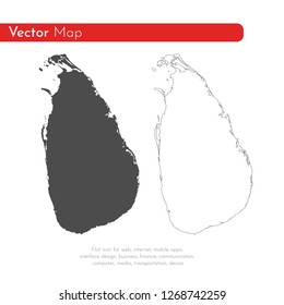 Vector map Sri Lanka. Isolated vector Illustration. Black on White background. EPS 10 Illustration.