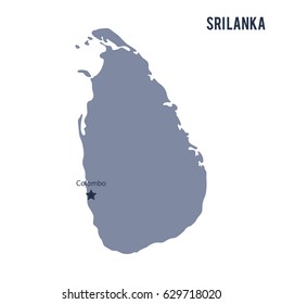 Vector map of Sri Lanka isolated on white background. Travel Vector Illustration.