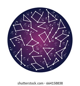 Vector map of the starry sky, constellation, star.