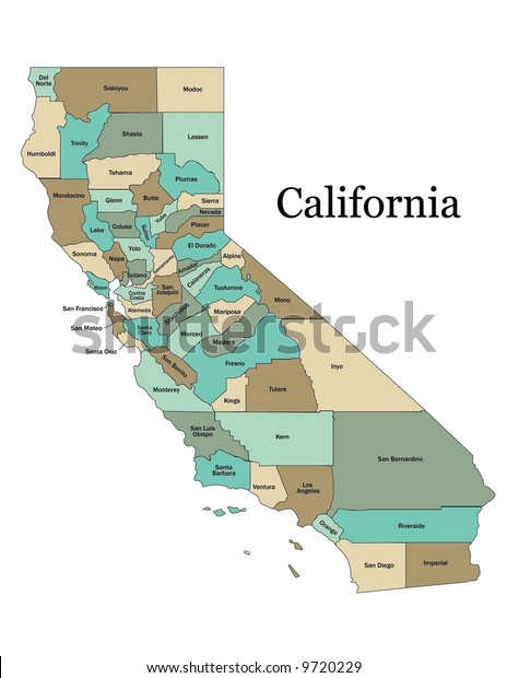 Vector Map State California Counties Stock Vector (Royalty Free ...