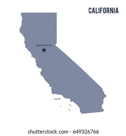 Vector map State of California isolated on white background. Travel Vector Illustration.