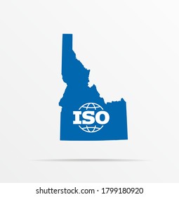 Vektor Map Staat Idaho in Verbindung mit der Flagge der Internationalen Organisation für Normung (ISO).