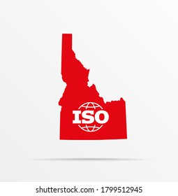 Vector map State of Idaho combined with International Organization for Standardization (ISO) flag.