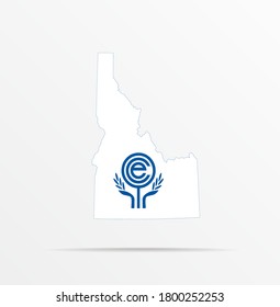 Vector Map State Of Idaho Combined With Economic Cooperation Organization (ECO) Flag.