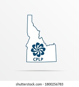 Vector map State of Idaho combined with Community of Portuguese Language Countries flag.
