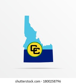 Vector Map State Of Idaho Combined With Caribbean Community (CARICOM) Flag.