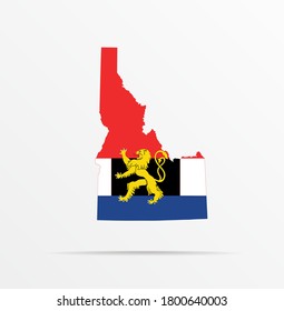 Mapa vectorial Estado de Idaho combinado con la bandera de la Unión del Benelux.