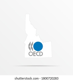 Vector map State of Idaho combined with Organisation for Economic Cooperation and Development (OECD) flag.