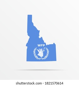 Vector map State of Idaho combined with World Food Programme (WFP) flag.