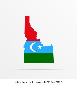 Vector map State of Idaho combined with Afghan Turkestan flag.