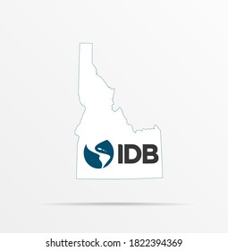 Vector map State of Idaho combined with Inter-American Development Bank flag.