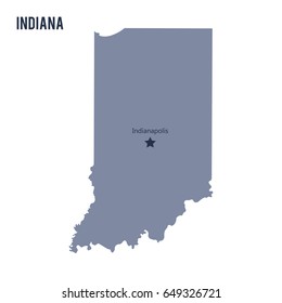 Vector map State of Indiana isolated on white background. Travel Vector Illustration.
