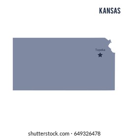 Vector map State of Kansas isolated on white background. Travel Vector Illustration.