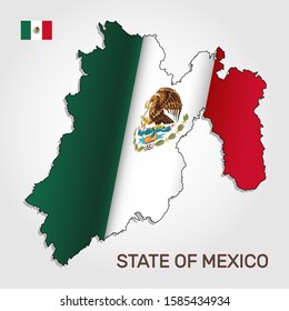 Vector map of State of Mexico combined with waving Mexican national flag - Vector