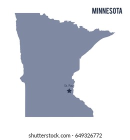 Vector map State of Minnesota isolated on white background. Travel Vector Illustration.