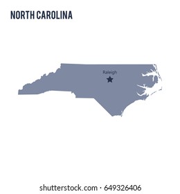 Vector map State of North Carolina isolated on white background. Travel Vector Illustration.