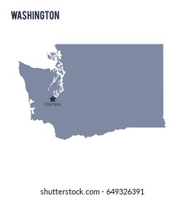 Vector map State of Washington isolated on white background. Travel Vector Illustration.