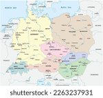 Vector map of the states of Central Europe