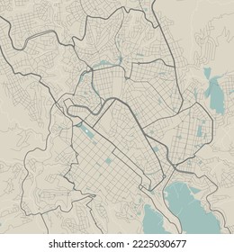 Vector map of Sucre, Bolivia. Urban city in Bolivia, America. road map poster illustration. Sucre map art.