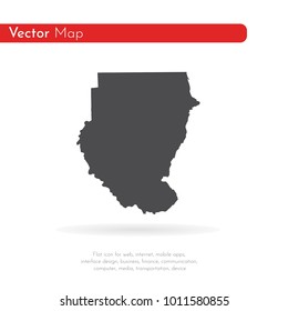 Vector map Sudan. Isolated vector Illustration. Black on White background. EPS 10 Illustration.