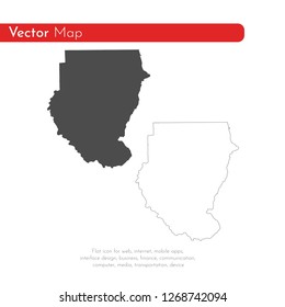 Vector map Sudan. Isolated vector Illustration. Black on White background. EPS 10 Illustration.