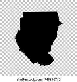 Vector map Sudan. Isolated vector Illustration. Black on White background. EPS 10 Illustration.