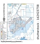 Vector map with summits, rivers, railroads, streets, lakes, parks, airports, stadiums, correctional facilities, military installations and federal lands by zip code 94535 with labels and clean layers.