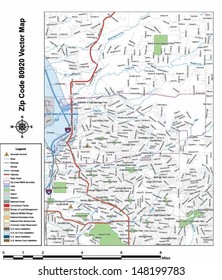 Vector map with summits, rivers, railroads, streets, lakes, parks, airports, stadiums, correctional facilities, military installations and federal lands for zip code 80920 with labels and layers.
