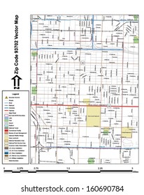 Vector map with summits, rivers, railroads, streets, lakes, parks, airports, stadiums, correctional facilities, military installations and federal lands by zip code 93702 with labels and clean layers.