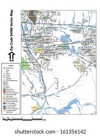 Vector map with summits, rivers, railroads, streets, lakes, parks, airports, stadiums, correctional facilities, military installations and federal lands by zip code 94566 with labels and clean layers.