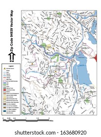 Vector map with summits, rivers, railroads, streets, lakes, parks, airports, stadiums, correctional facilities, military installations and federal lands by zip code 94939 with labels and clean layers.