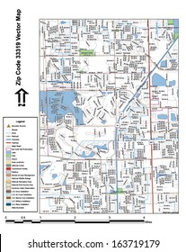 Vector map with summits, rivers, railroads, streets, lakes, parks, airports, stadiums, correctional facilities, military installations and federal lands by zip code 33319 with labels and clean layers.