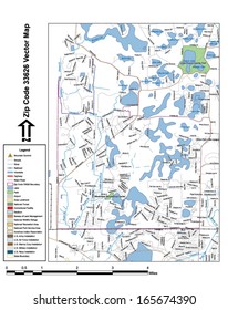 Vector map with summits, rivers, railroads, streets, lakes, parks, airports, stadiums, correctional facilities, military installations and federal lands by zip code 33626 with labels and clean layers.