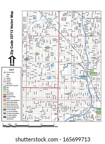 Vector map with summits, rivers, railroads, streets, lakes, parks, airports, stadiums, correctional facilities, military installations and federal lands by zip code 33713 with labels and clean layers.