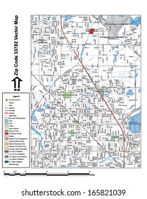 Vector map with summits, rivers, railroads, streets, lakes, parks, airports, stadiums, correctional facilities, military installations and federal lands by zip code 33782 with labels and clean layers.