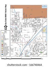 Vector map with summits, rivers, railroads, streets, lakes, parks, airports, stadiums, correctional facilities, military installations and federal lands by zip code 89081 with labels and clean layers.