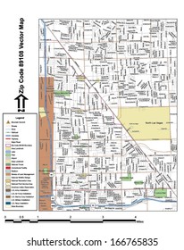 Vector map with summits, rivers, railroads, streets, lakes, parks, airports, stadiums, correctional facilities, military installations and federal lands by zip code 89108 with labels and clean layers.