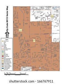 Vector map with summits, rivers, railroads, streets, lakes, parks, airports, stadiums, correctional facilities, military installations and federal lands by zip code 89113 with labels and clean layers.