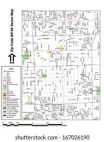 Vector Map With Summits, Rivers, Railroads, Streets, Lakes, Parks, Airports, Stadiums, Correctional Facilities, Military Installations And Federal Lands By Zip Code 89146 With Labels And Clean Layers.