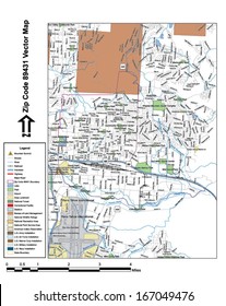 Vector map with summits, rivers, railroads, streets, lakes, parks, airports, stadiums, correctional facilities, military installations and federal lands by zip code 89431 with labels and clean layers.