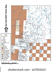 Vector map with summits, rivers, railroads, streets, lakes, parks, airports, stadiums, correctional facilities, military installations and federal lands by zip code 89441 with labels and clean layers.