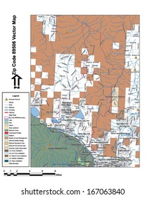 Vector map with summits, rivers, railroads, streets, lakes, parks, airports, stadiums, correctional facilities, military installations and federal lands by zip code 89506 with labels and clean layers.