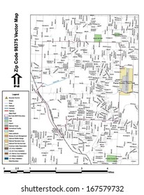 Vector map with summits, rivers, railroads, streets, lakes, parks, airports, stadiums, correctional facilities, military installations and federal lands by zip code 98375 with labels and clean layers.
