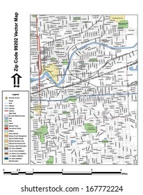 Vector map with summits, rivers, railroads, streets, lakes, parks, airports, stadiums, correctional facilities, military installations and federal lands by zip code 99202 with labels and clean layers.