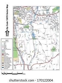 Vector map with summits, rivers, railroads, streets, lakes, parks, airports, stadiums, correctional facilities, military installations and federal lands by zip code 13078 with labels and clean layers.