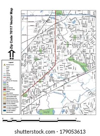 Vector map with summits, rivers, railroads, streets, lakes, parks, airports, stadiums, correctional facilities, military installations and federal lands by zip code 76117 with labels and clean layers.