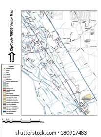 Vector map with summits, rivers, railroads, streets, lakes, parks, airports, stadiums, correctional facilities, military installations and federal lands by zip code 79836 with labels and clean layers.